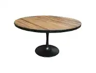 LivingStyles Mason Reclaimed Elm Timber & Iron Round Dining Table, Plain Top, 140cm offer