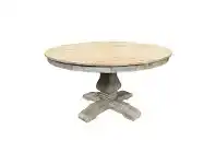 LivingStyles Haux Reclaimed Elm Timber Round Pedestal Dining Table, 150cm offer