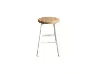LivingStyles Lavialle Oak Timber Counter Stool, Natural / White offer