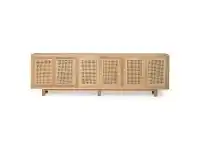 LivingStyles Iluka American Oak Timber & Rattan 6 Door Sideboard, 300cm, Natural offer