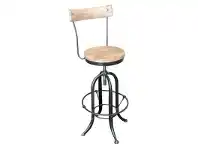 LivingStyles Burkel Iron Industrial Adjustable Bar Stool with Back, Black offer