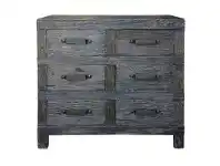 LivingStyles Maksim Reclaimed Elm Timber 6 Drawer Chest, Black Wash offer