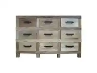 LivingStyles Maksim Reclaimed Elm Timber 9 Drawer Chest, Natural offer
