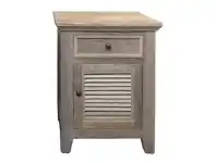 LivingStyles Croix Reclaimed Elm Timber Bedside Table, Right Open Door offer