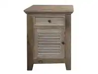 LivingStyles Croix Reclaimed Elm Timber Bedside Table, Left Open Door offer