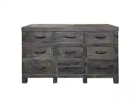 LivingStyles Maksim Reclaimed Elm Timber 9 Drawer Chest, Black Wash offer