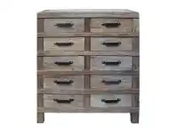 LivingStyles Maksim Reclaimed Elm Timber 10 Drawer Tallboy, Natural offer