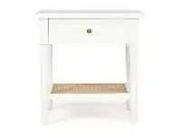 LivingStyles Hamilton Timber & Rattan Bedside Table, White offer