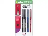 Officeworks Uniball Uni-Ball Eye Rollerball Pen 0.38mm Assorted 4 Pack offer