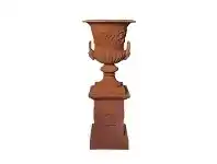 LivingStyles Dorchester Cast Iron Garden Urn & Pedestal Set, Medium, Rust offer