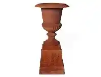 LivingStyles Romano Cast Iron Garden Urn & Pedestal Set, Rust offer