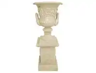 LivingStyles Dorchester Cast Iron Garden Urn & Pedestal Set, Small, Antique White offer