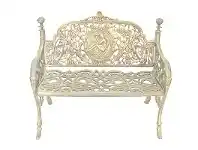 LivingStyles Cameo Cast Iron Garden Bench, Small, Antique White offer