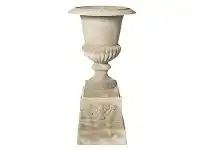 LivingStyles Romano Cast Iron Garden Urn & Pedestal Set, Antique White offer