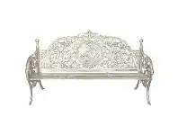 LivingStyles Cameo Cast Iron Garden Bench, Large, Antique White offer