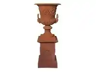 Dorchester Cast Iron Garden Urn & Pedestal Set, Large, Rust