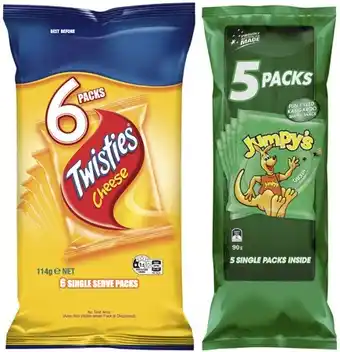 Coles Twisties 6 pack or jumpy's or doritos 5 pack offer