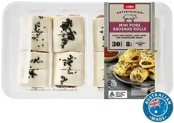 Coles Coles entertaining mini pork & caramelized onion sausage rolls 550g offer