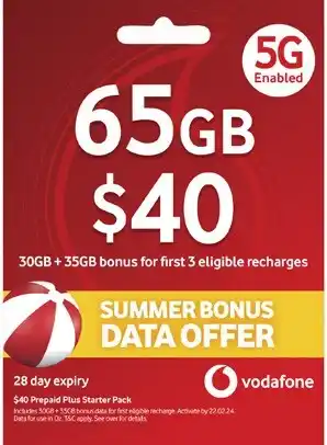 Coles Vodafone $40 prepaid plus sim offer