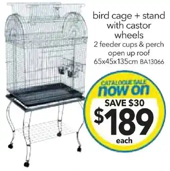 bird cage + stand with castor wheels