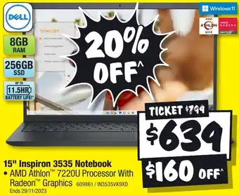 JB Hi-Fi 15" Inspiron 3535 Notebook offer