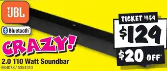 JB Hi-Fi 2.0 110 Watt Soundbar offer
