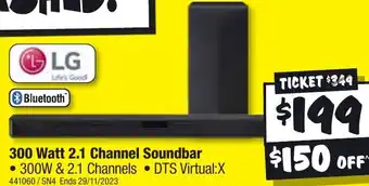 JB Hi-Fi 300 Watt 2.1 Channel Soundbar offer