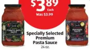 ALDI Specially Selected Premium Pasta Sauce offer