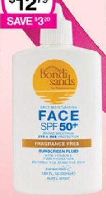 Priceline Face spf 50+ fragrance free sunscreen fluid offer