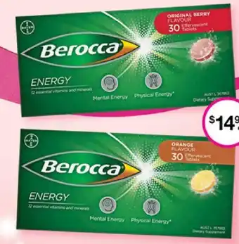 Priceline BEROCCA Original Berry or Orange Flavour 30 Effervescent Tablets offer