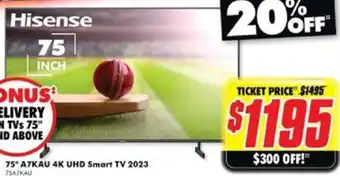 The Good Guys 75" A7KAU 4K UHD Smart TV 2023 offer