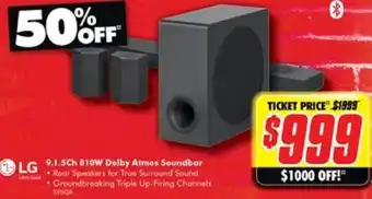The Good Guys LG 9.1.5Ch 810W Dolby Atmos Soundbar offer