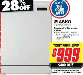 The Good Guys Freestanding Dishwasher - White offer