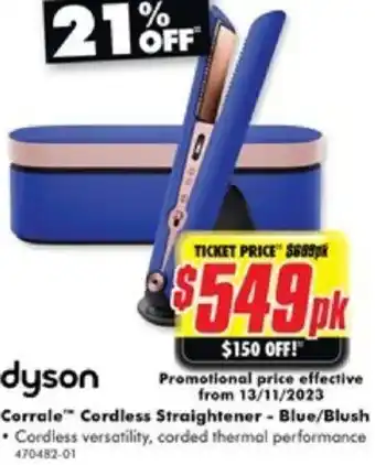 Corrale Cordless Straightener - Blue/Blush