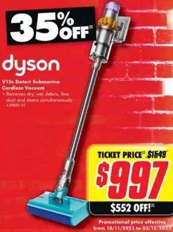 The Good Guys V15s Detect Submarine Cordless Vacuum offer