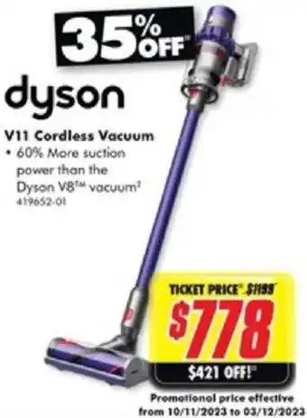 The Good Guys V11 Cordless Vacuum offer