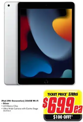 The Good Guys iPad (9th Generation) 256GB Wi-Fi - Silver offer