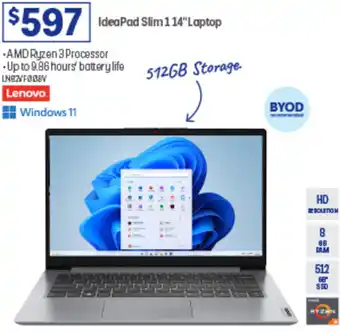 Officeworks IdeaPad Slim 114" Laptop offer