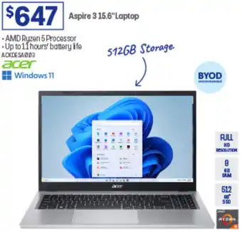 Officeworks Aspire 3 15.6"Laptop offer