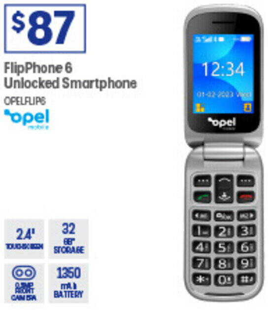 FlipPhone 6 Unlocked Smartphone offer at Officeworks