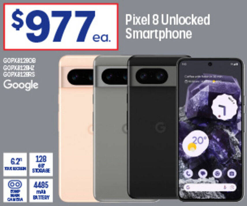 Pixel 8 Unlocked Smartphone offer at Officeworks