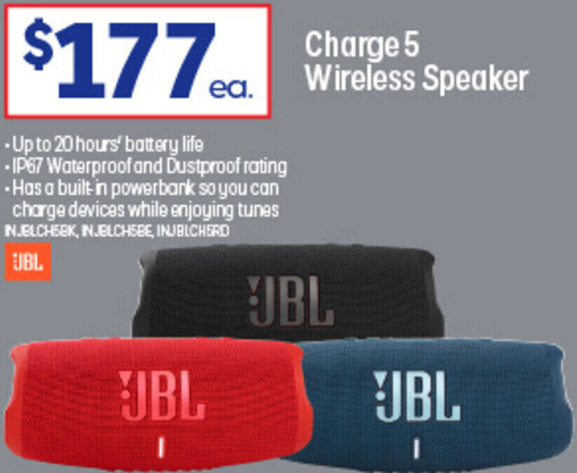 Charge 5 Wireless Speaker offer at Officeworks
