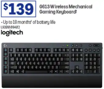 Officeworks G613 Wireless Mechanical Gaming Keyboard offer