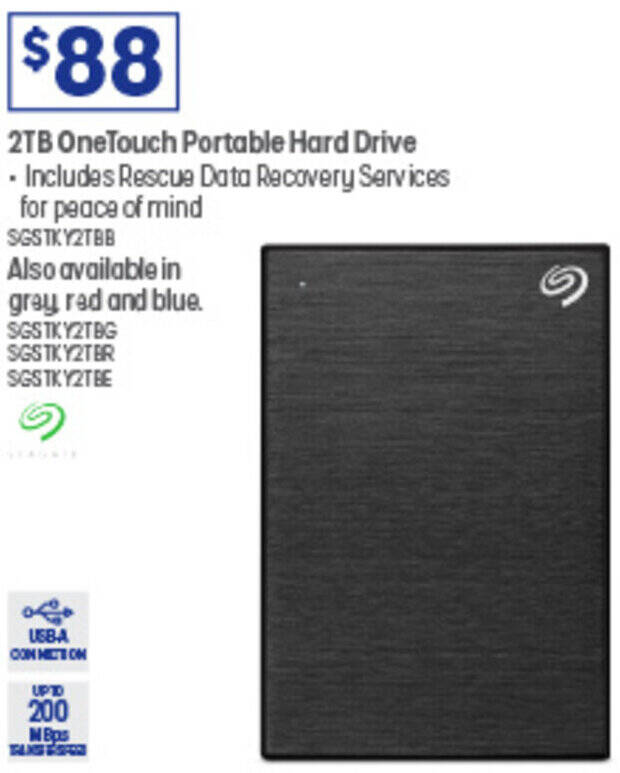2TB Portable Hard Drive offer at Officeworks