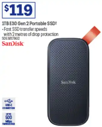 Officeworks 1TB E30 Gen 2 Portable SSD offer