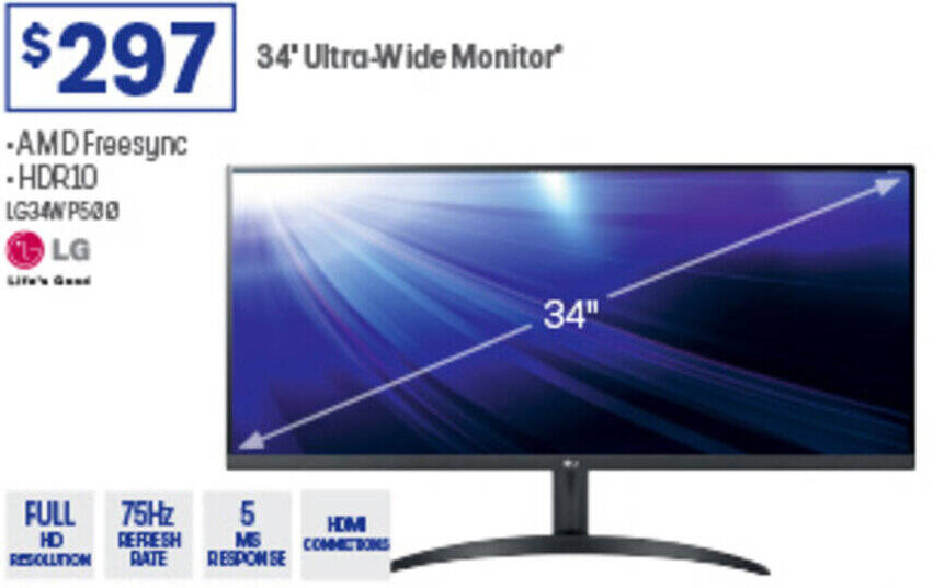 34" UltraWide Monitor offer at Officeworks