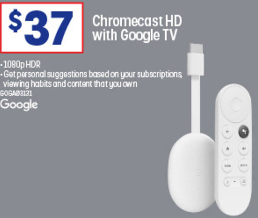 Chromecast HD with Google TV offer at Officeworks