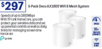 Officeworks 3-Pack Deco AX1800 WiFi 6 Mesh System offer