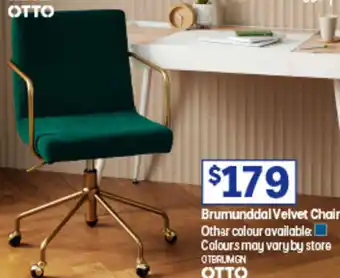 Officeworks Brumunddal Velvet Chair offer