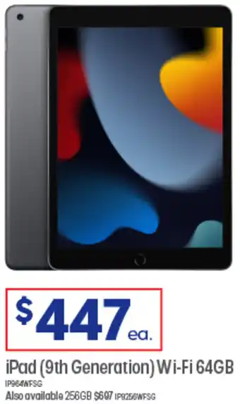 Officeworks iPad (9th Generation) Wi-Fi 64GB offer